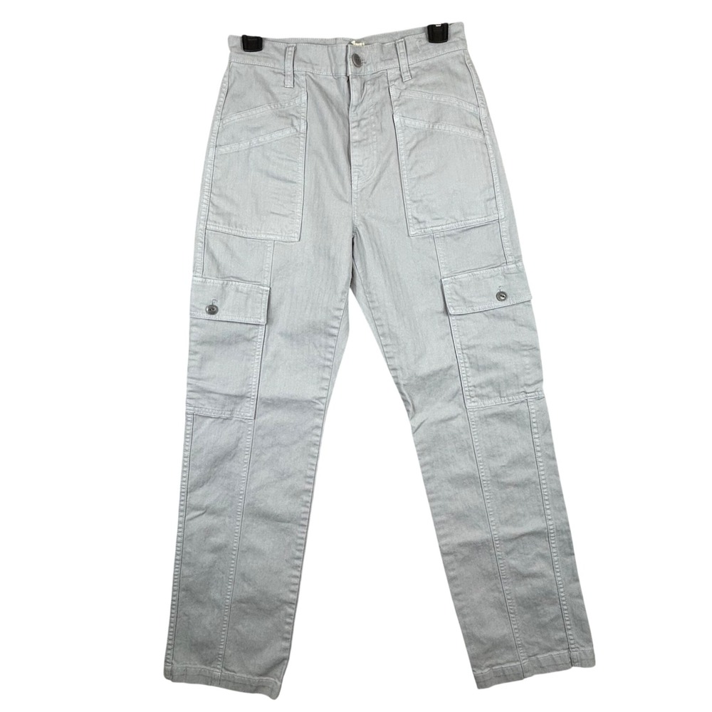 Madewell Womens 90's Straight Cargo Pants Light Grey Herringbone 27x29 NN411